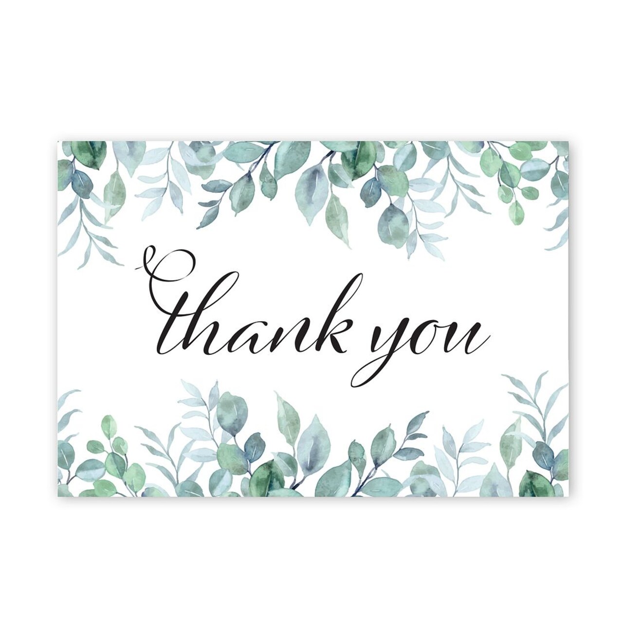 Great Papers! Elegant Eucalyptus Thank You Note Card and White Envelope, 4.875" x 3.375", 24 count